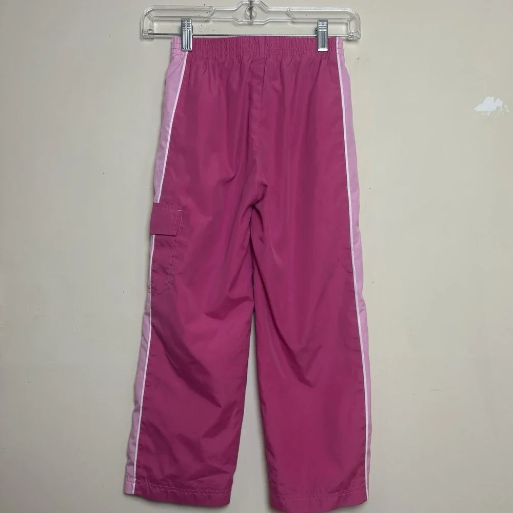 Vtg Y2K Nike Track Pants Logo Size 6 Kids Pink Cargo Mesh Lined